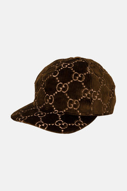 Casquette en velours GG marron Gucci