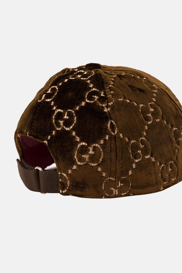 Casquette en velours GG marron Gucci