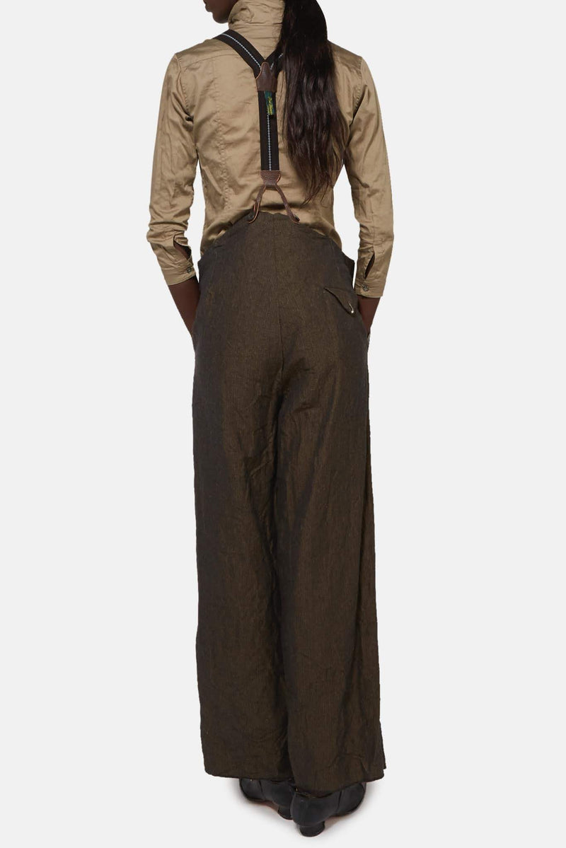 Pantalon à bretelle marron Paul Harnden