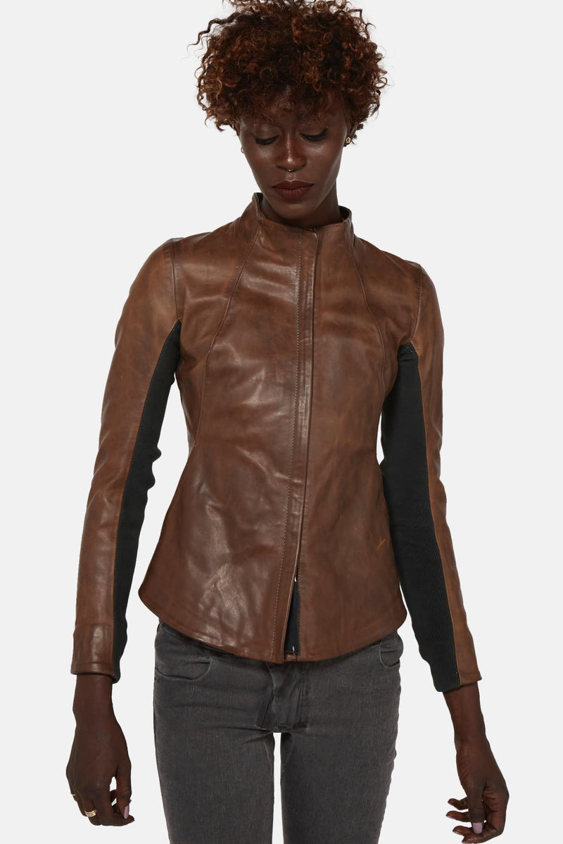 Veste en cuir marron Boris Bidjan Saberi