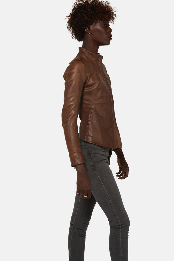 Veste en cuir marron Boris Bidjan Saberi