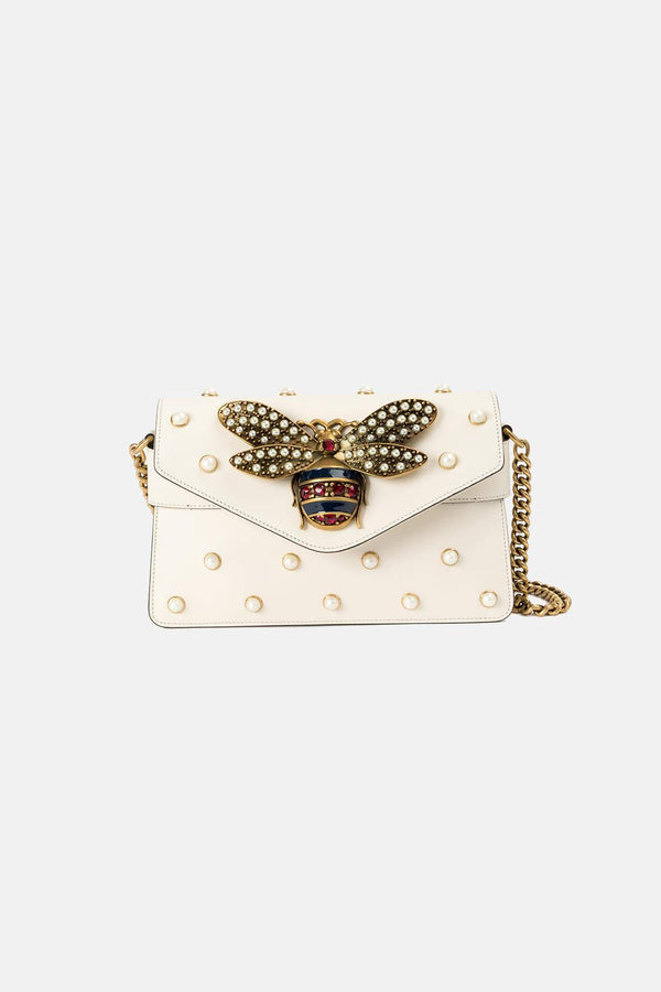 Sac porté épaule en cuir blanc Broadway Gucci