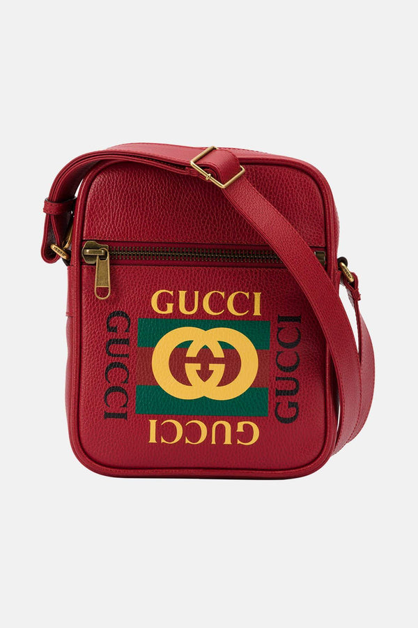 Sac imprimé en cuir rouge Gucci