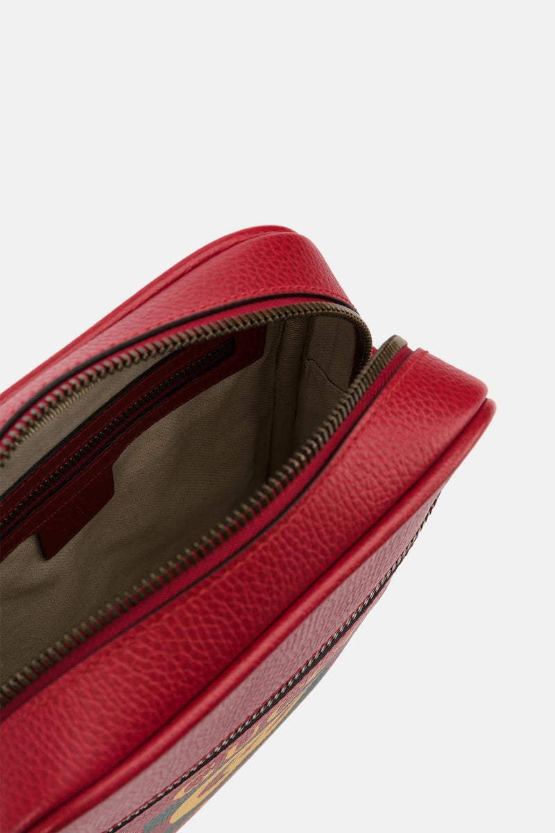 Sac imprimé en cuir rouge Gucci