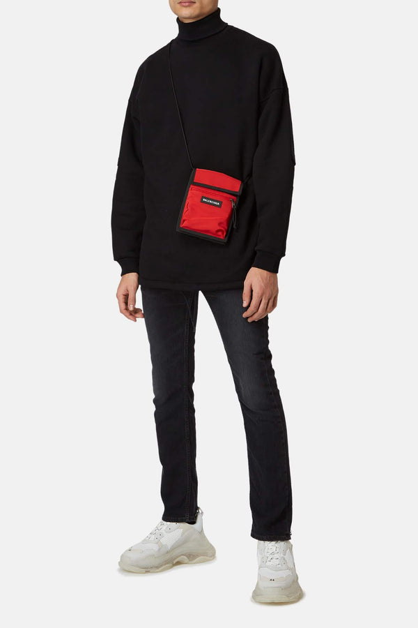 Sac à bandoulière brodé rouge Balenciaga