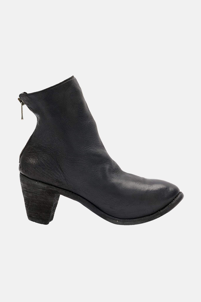 Bottines à talon en cuir noires Guidi