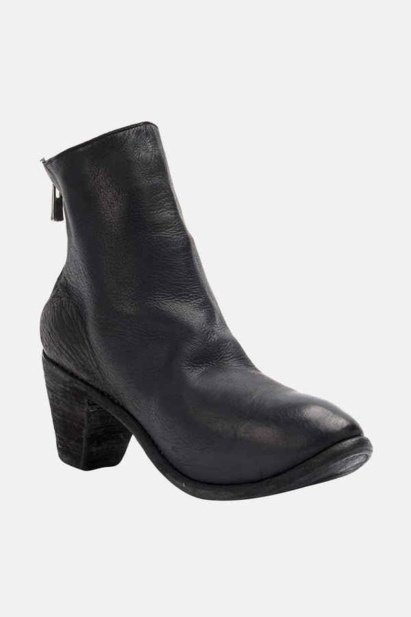 Bottines à talon en cuir noires Guidi