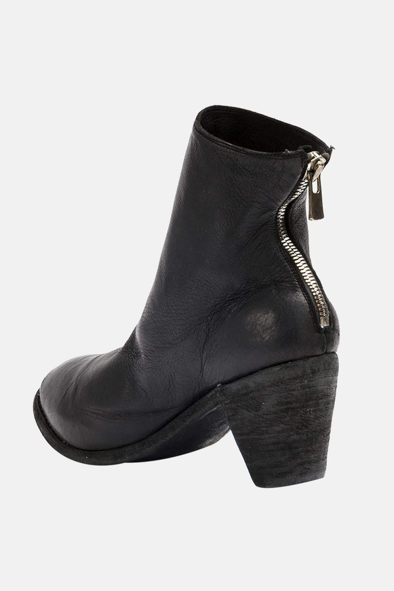 Bottines à talon en cuir noires Guidi