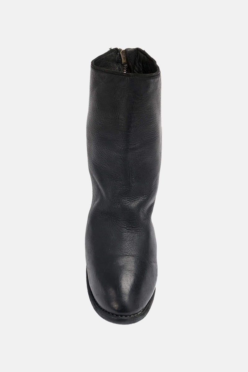 Bottines à talon en cuir noires Guidi