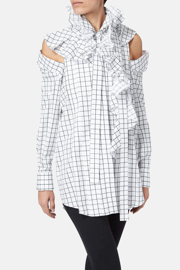 Chemise épaules dénudées à carreaux Monse