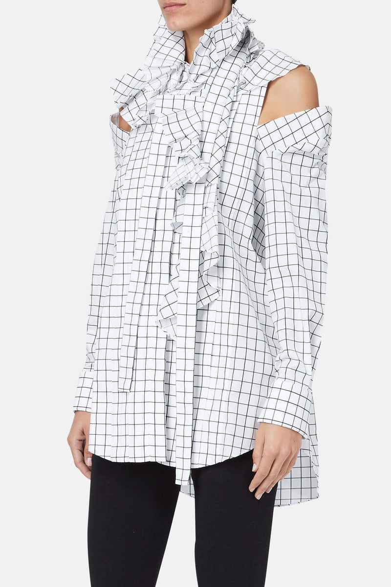 Chemise épaules dénudées à carreaux Monse