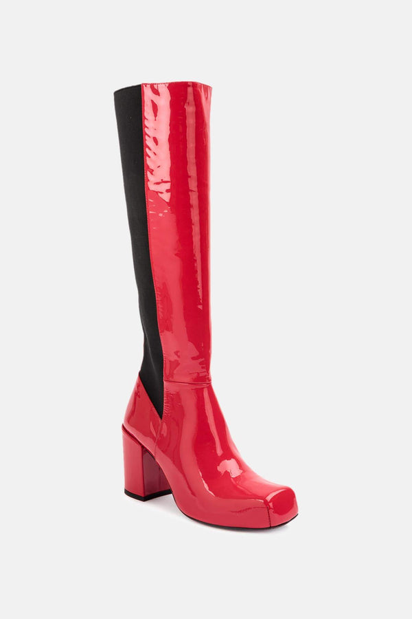 Bottes en cuir vernis rouges "Donna" Aalto