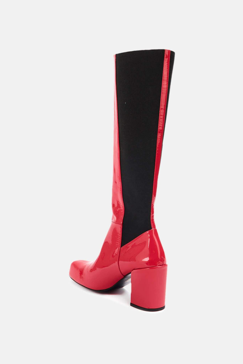 Bottes en cuir vernis rouges "Donna" Aalto