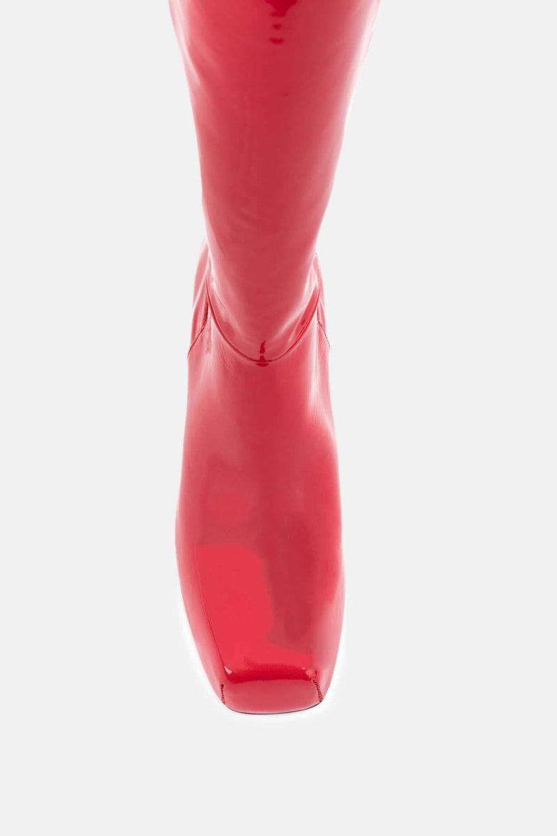 Bottes en cuir vernis rouges "Donna" Aalto