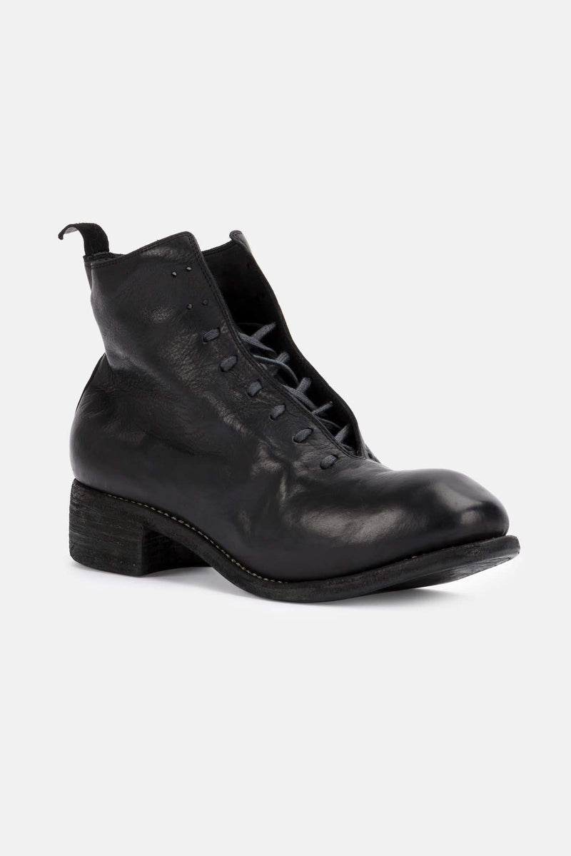 Bottines lacées en cuir noires Guidi