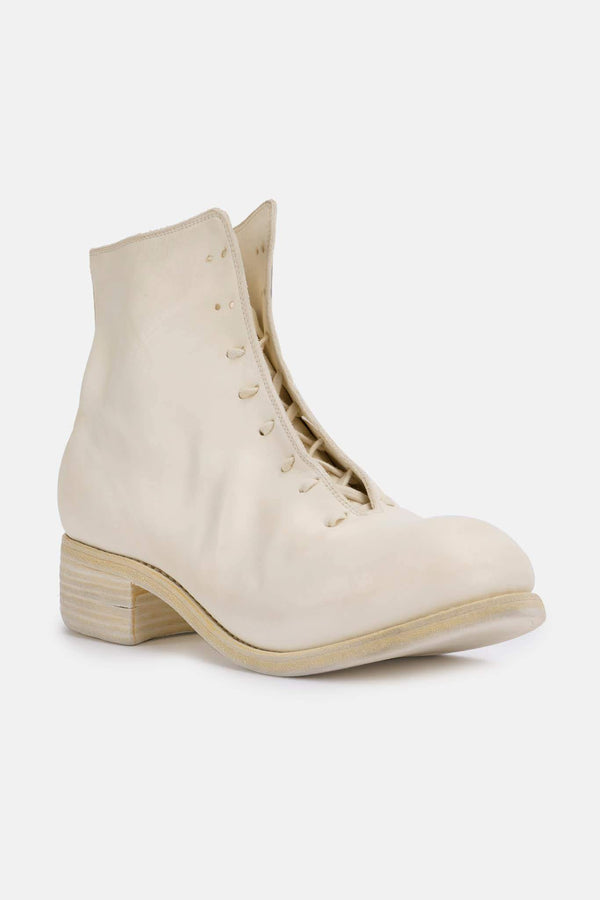 Bottines lacées en cuir blanches Guidi