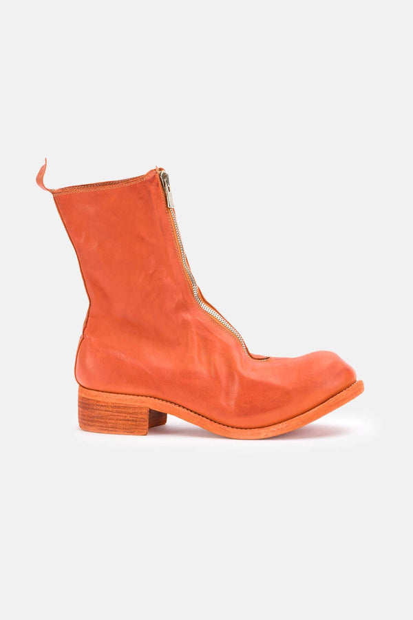 Bottines à zip avant en cuir orange Guidi