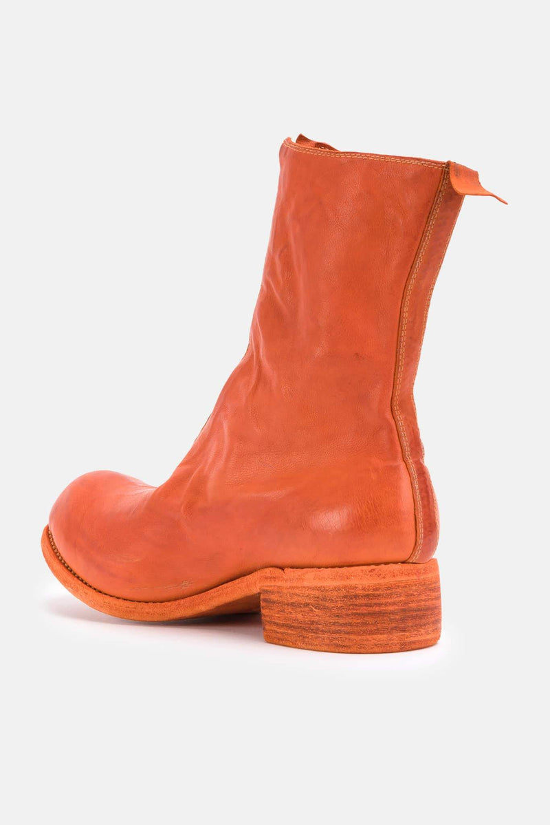 Bottines à zip avant en cuir orange Guidi