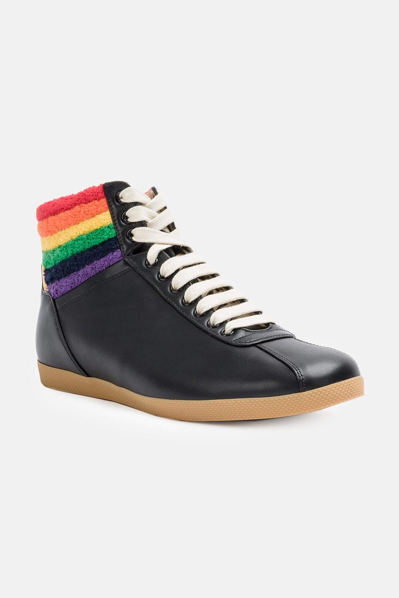 Baskets montantes en cuir noires à arc-en-ciel Gucci