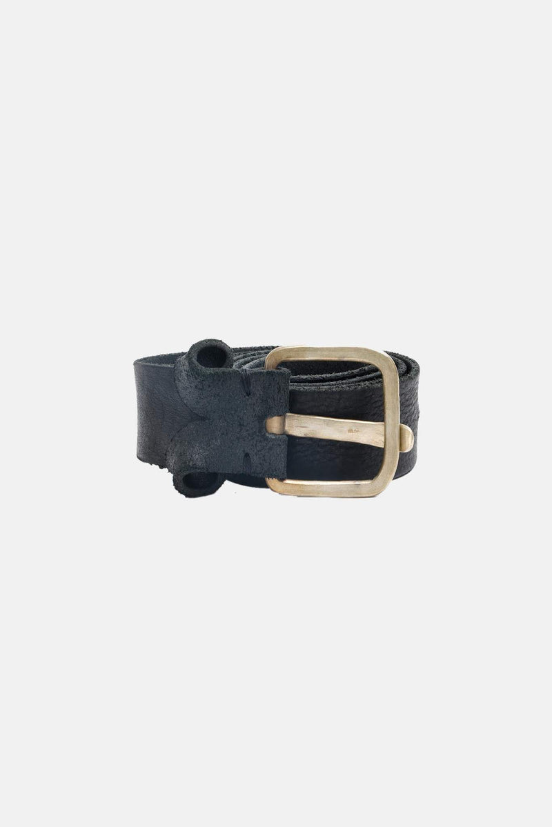 Ceinture en cuir de bison noire M.A+