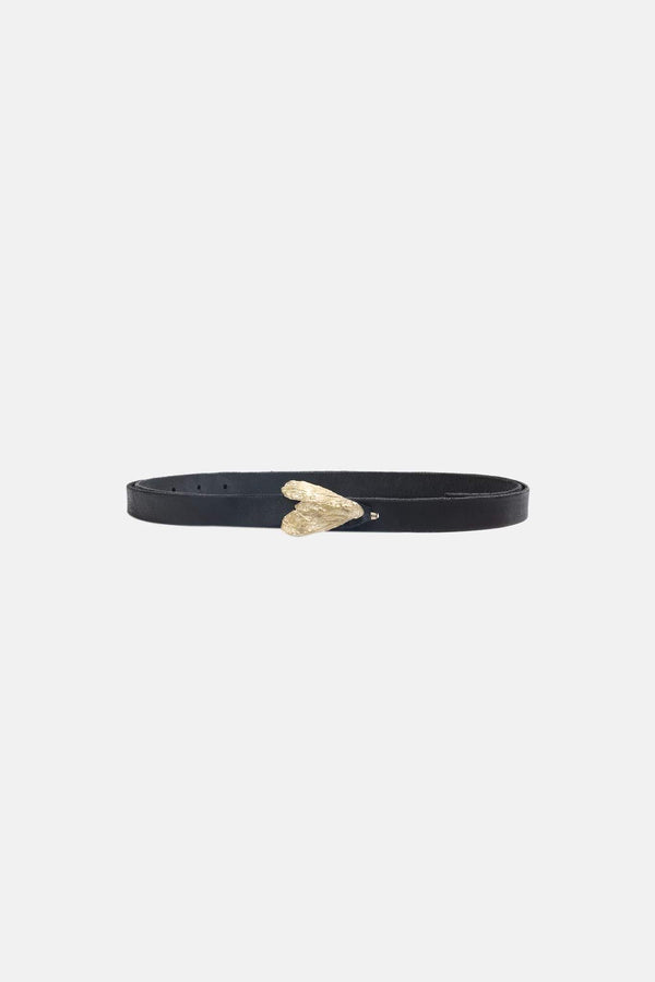 Ceinture fine en cuir de vache noire M.A+