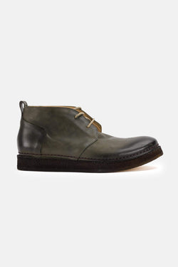 Derbies montantes en cuir vert olive Del carlo