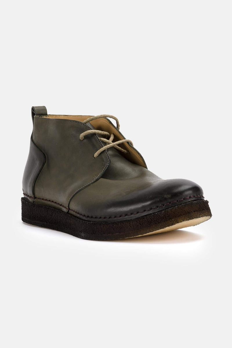 Derbies montantes en cuir vert olive Del carlo