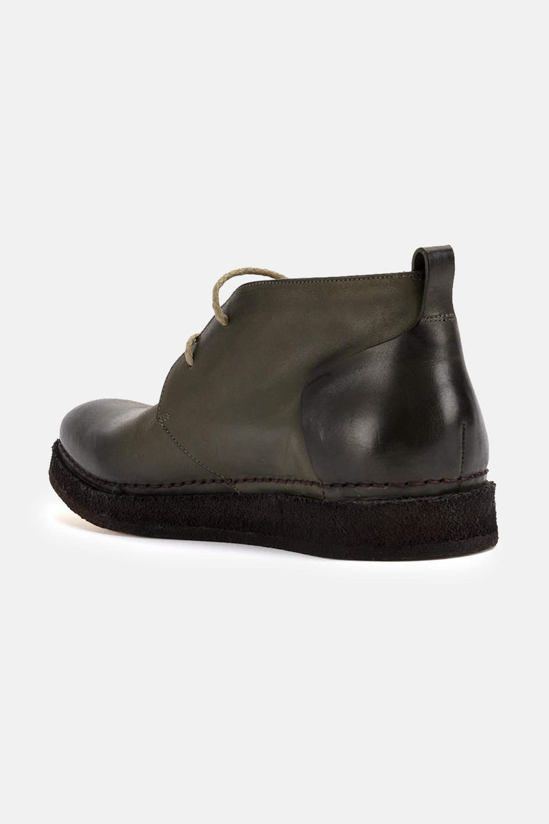 Derbies montantes en cuir vert olive Del carlo