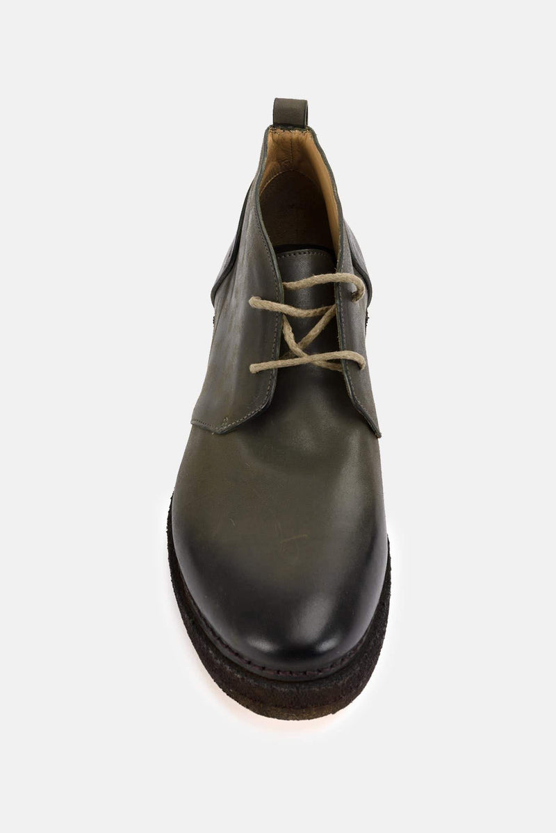 Derbies montantes en cuir vert olive Del carlo