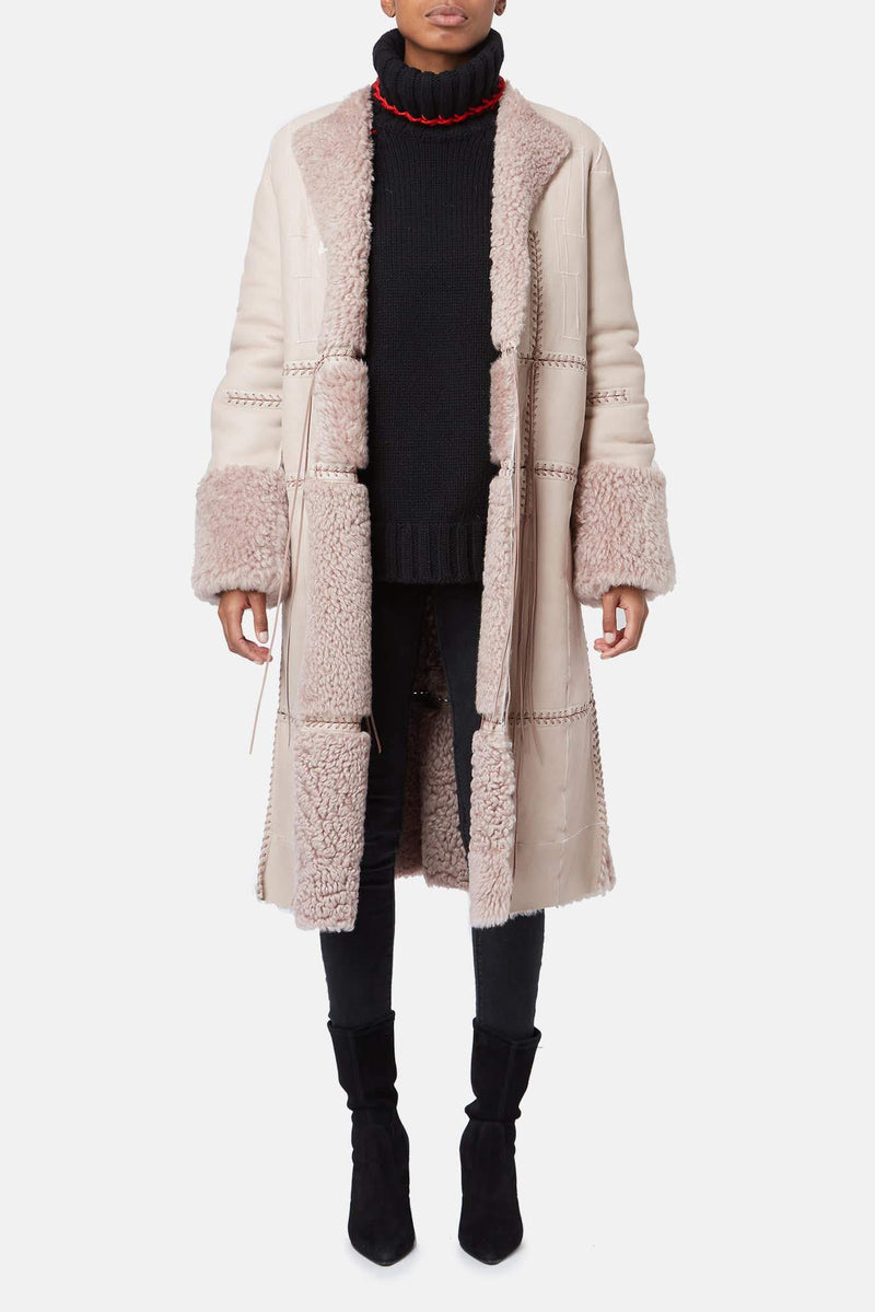 Manteau en peau rose pâle Alexander McQueen