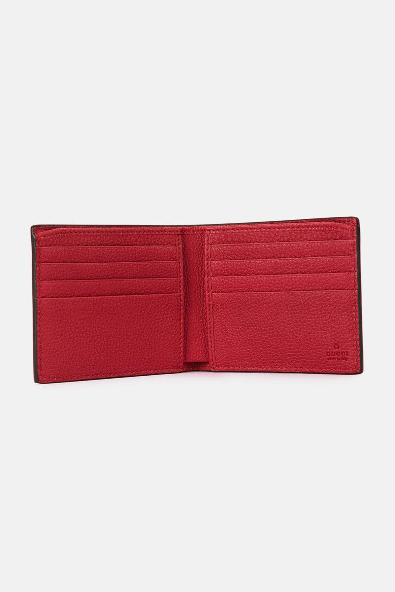 Portefeuille imprimé en cuir rouge Gucci