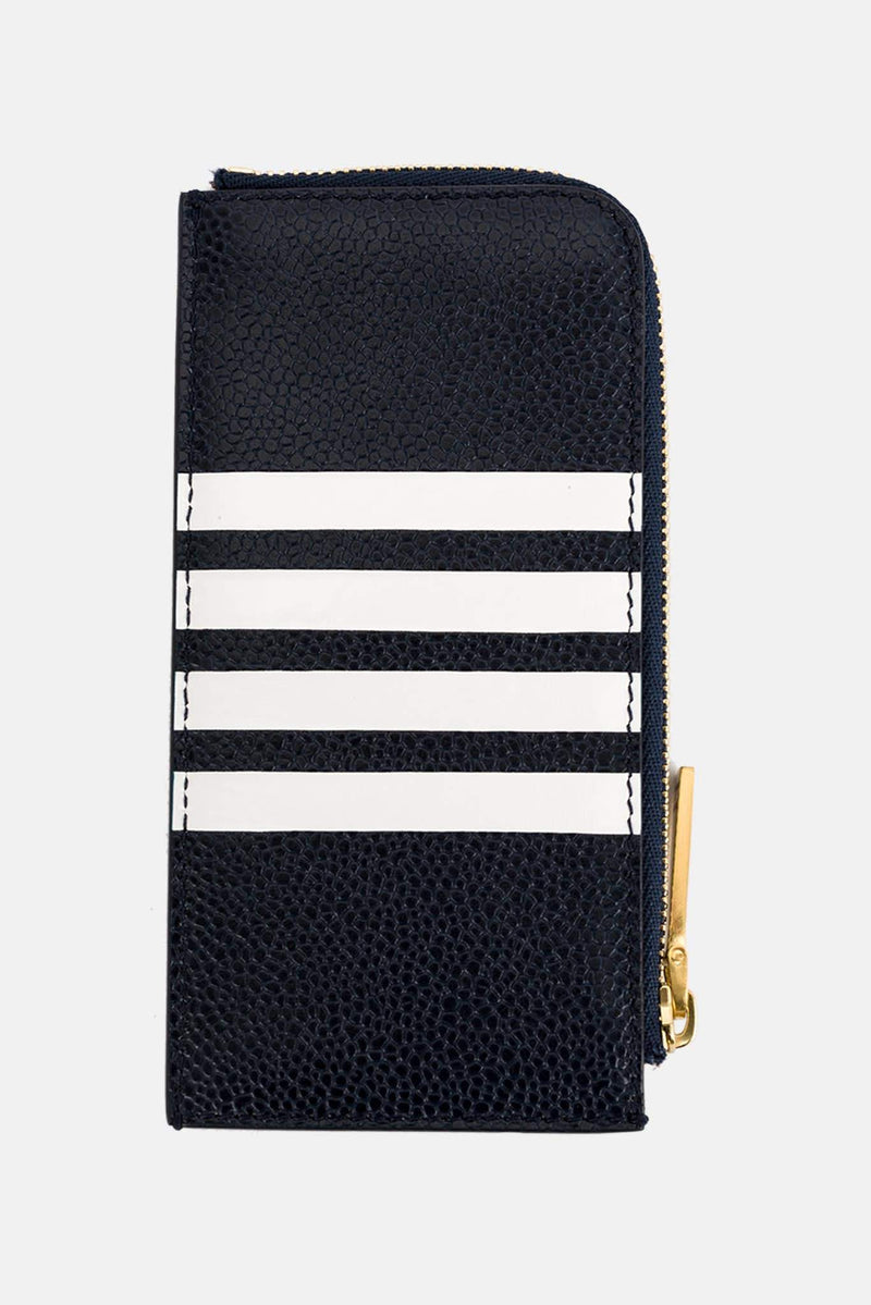 Porte-cartes en cuir bleu marine Thom Browne