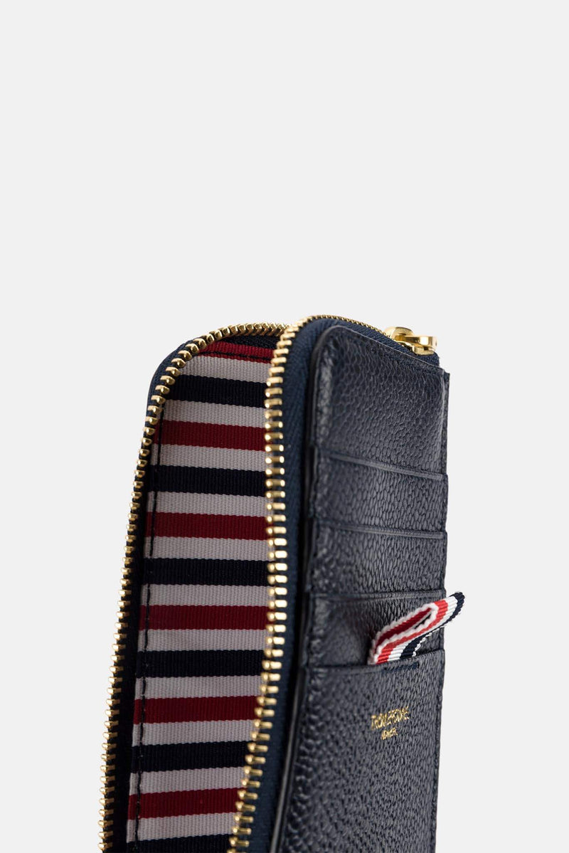 Porte-cartes en cuir bleu marine Thom Browne