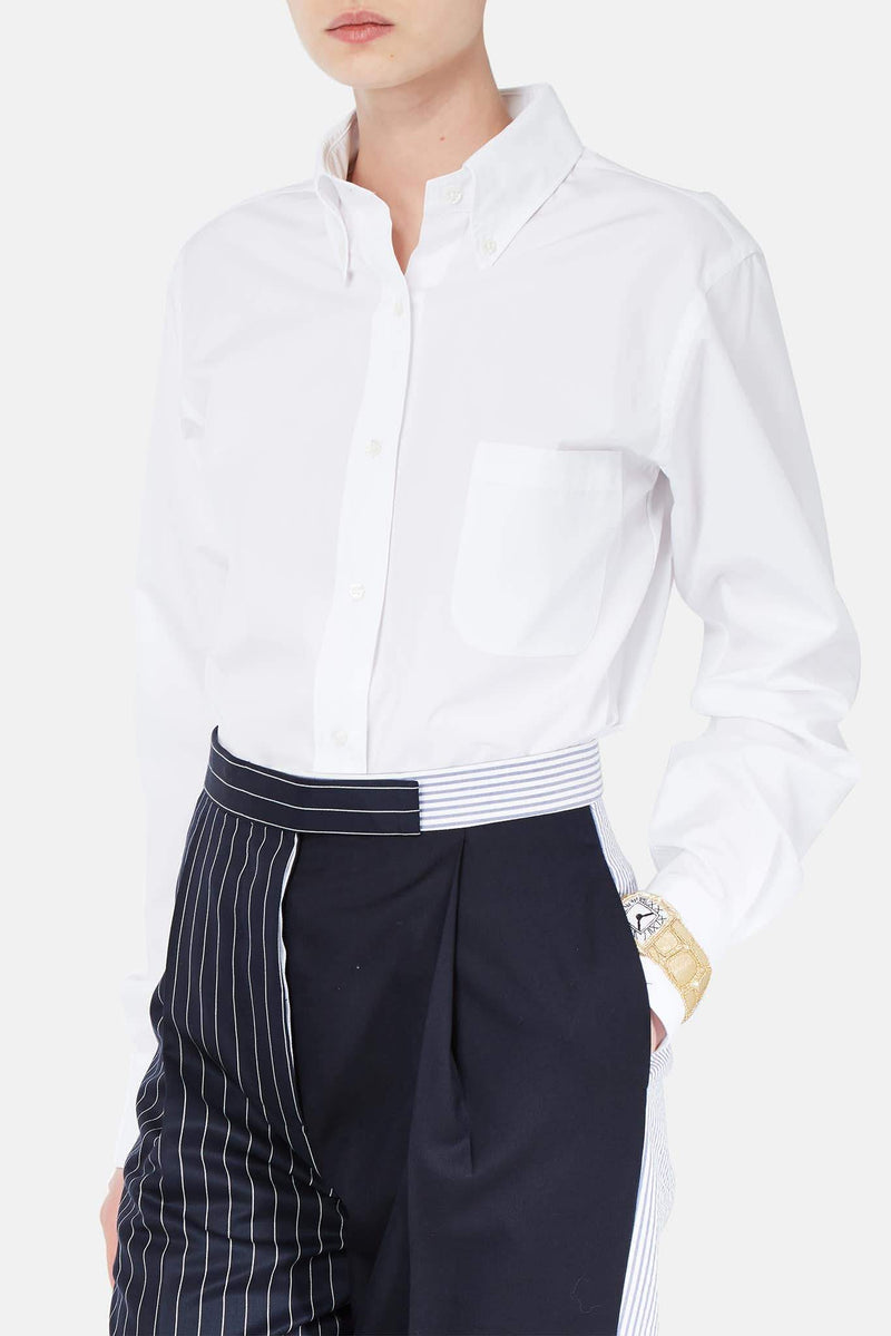 Chemise brodée en coton blanche Thom Browne