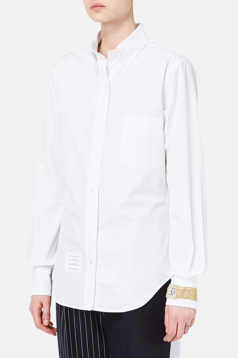 Chemise brodée en coton blanche Thom Browne