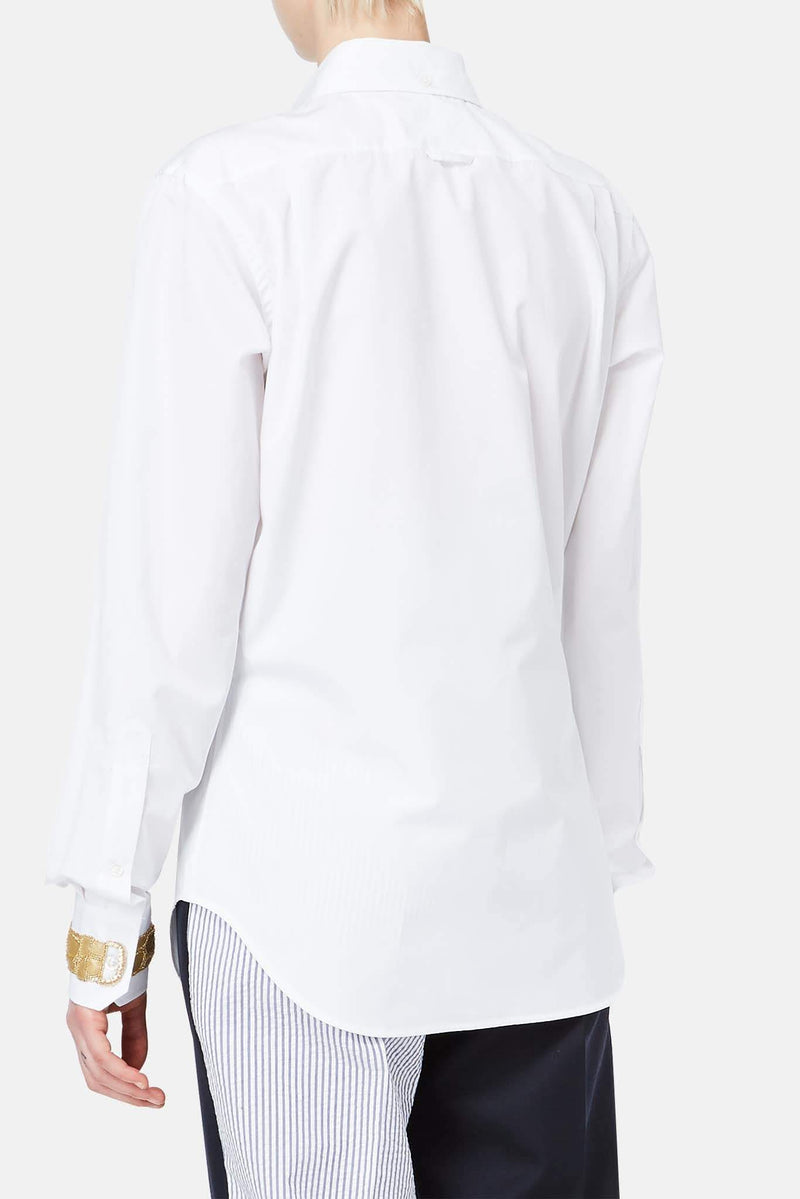 Chemise brodée en coton blanche Thom Browne