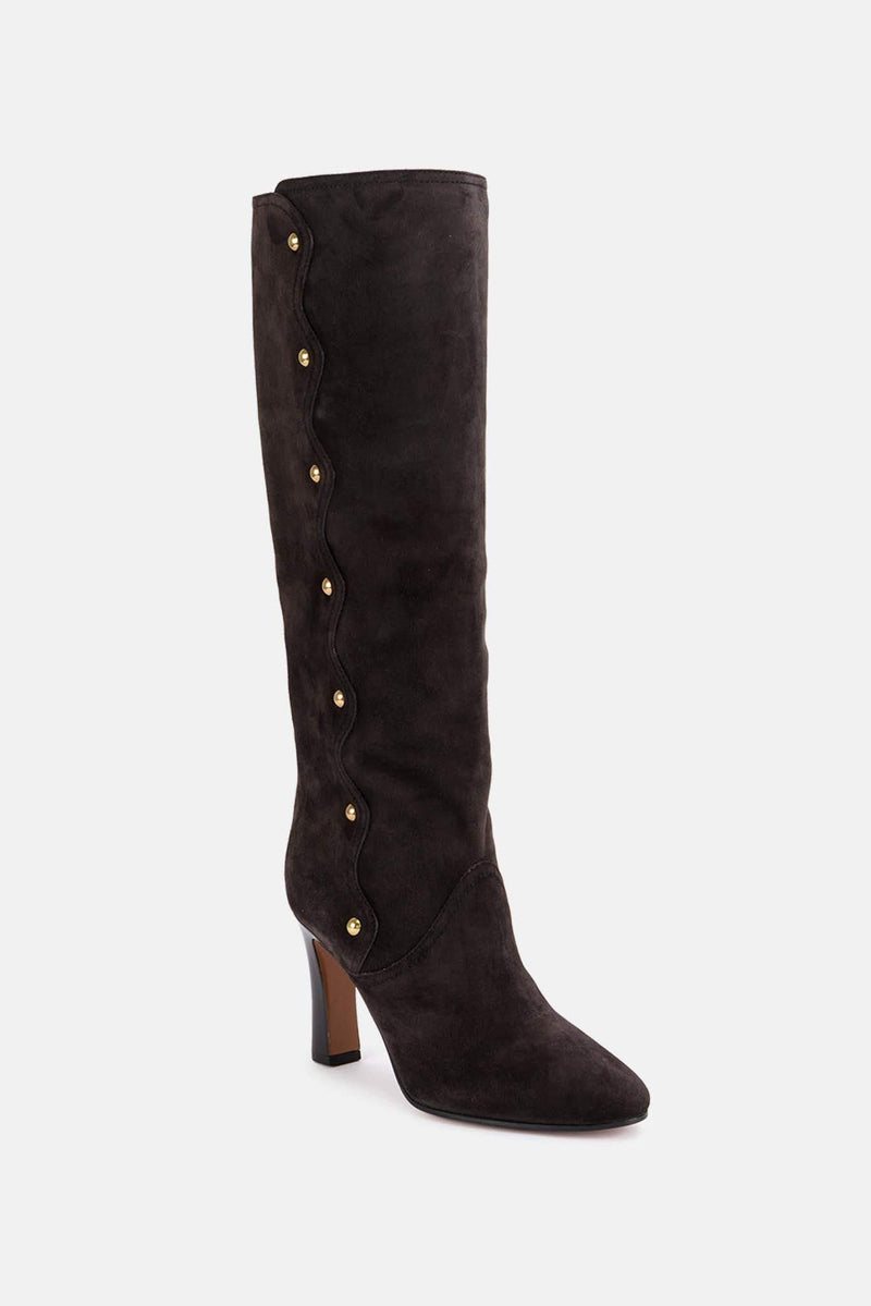 Bottes à talons en cuir noires Chloé