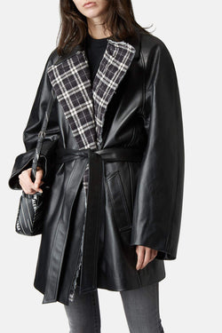 Veste en cuir noir Balenciaga