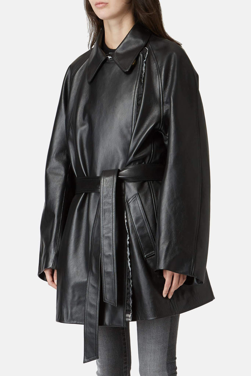 Veste en cuir noir Balenciaga