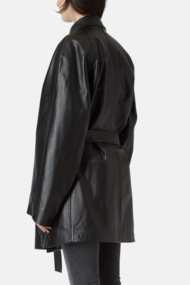 Veste en cuir noir Balenciaga