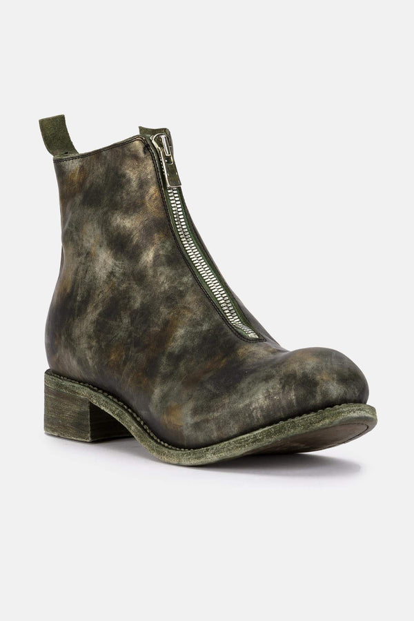 Bottines zippées en cuir camouflage Guidi