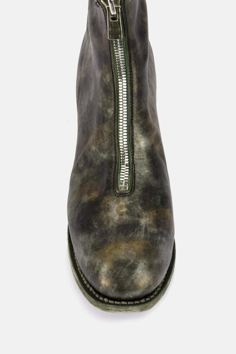 Bottines zippées en cuir camouflage Guidi