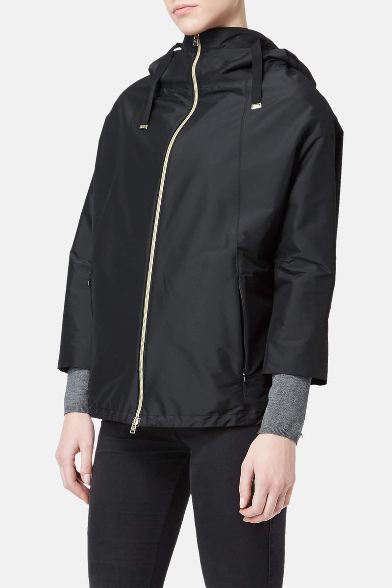 Manteau à capuche en polyester noir Herno