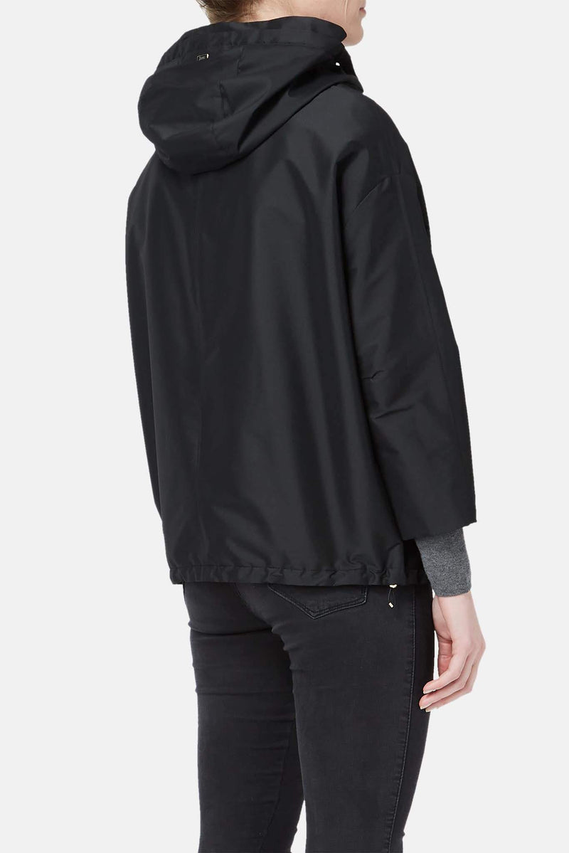 Manteau à capuche en polyester noir Herno