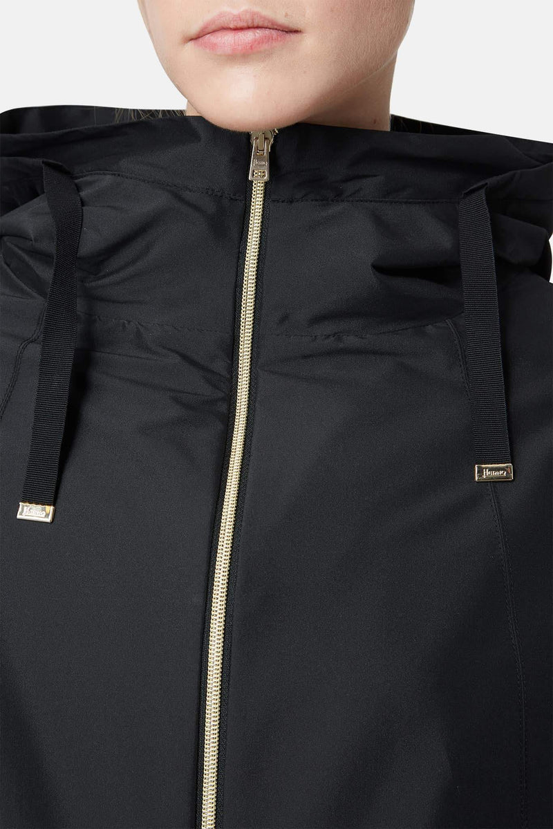 Manteau à capuche en polyester noir Herno