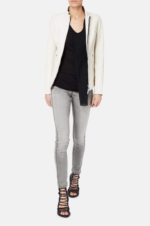 Blouson en cuir beige Isaac Sellam