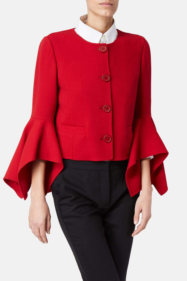 Veste en laine vierge rouge Oscar de la Renta