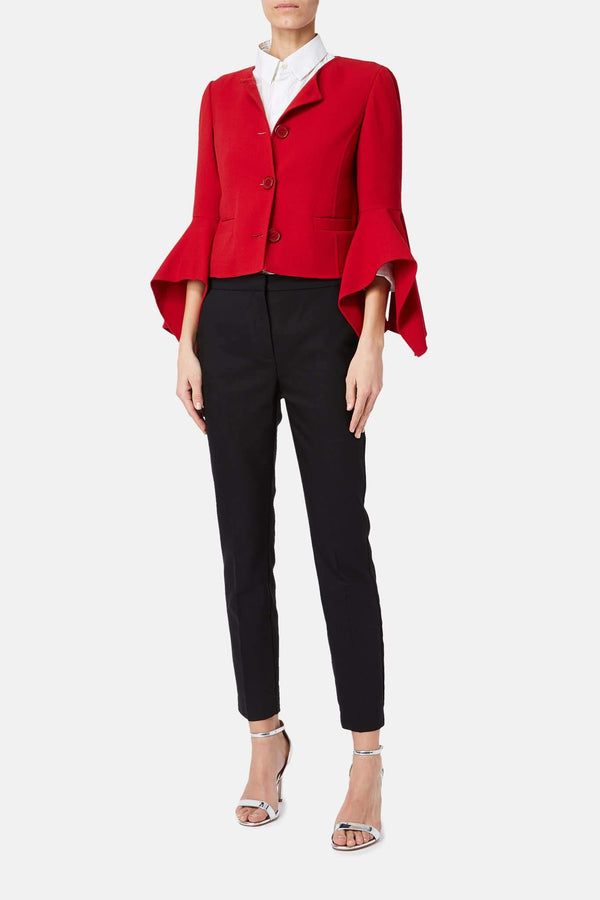 Veste en laine vierge rouge Oscar de la Renta