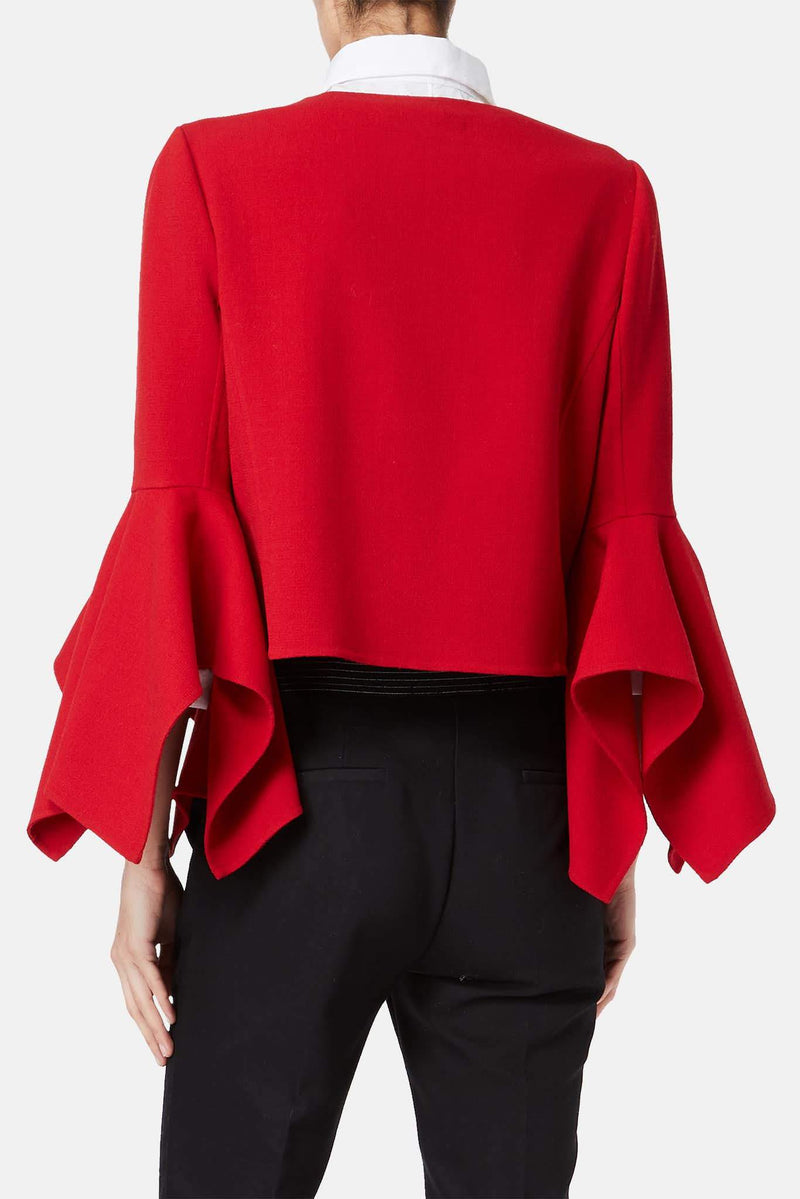 Veste en laine vierge rouge Oscar de la Renta