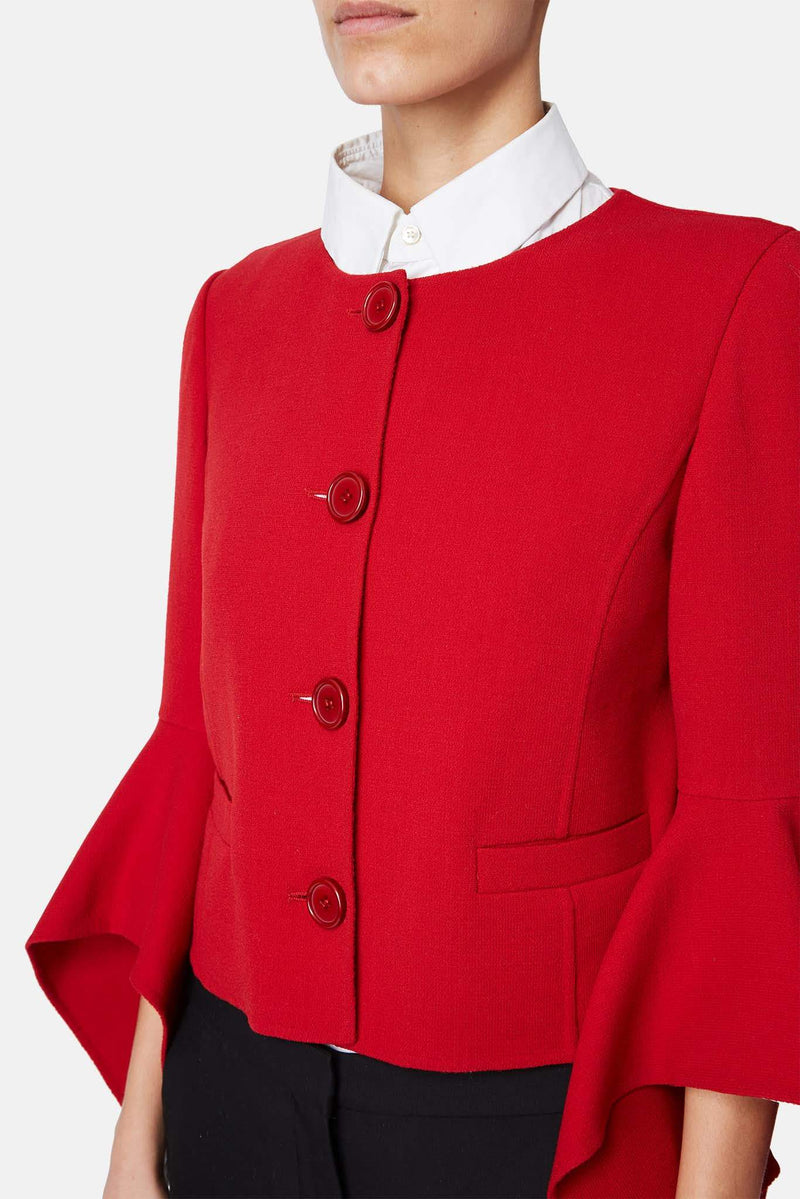 Veste en laine vierge rouge Oscar de la Renta